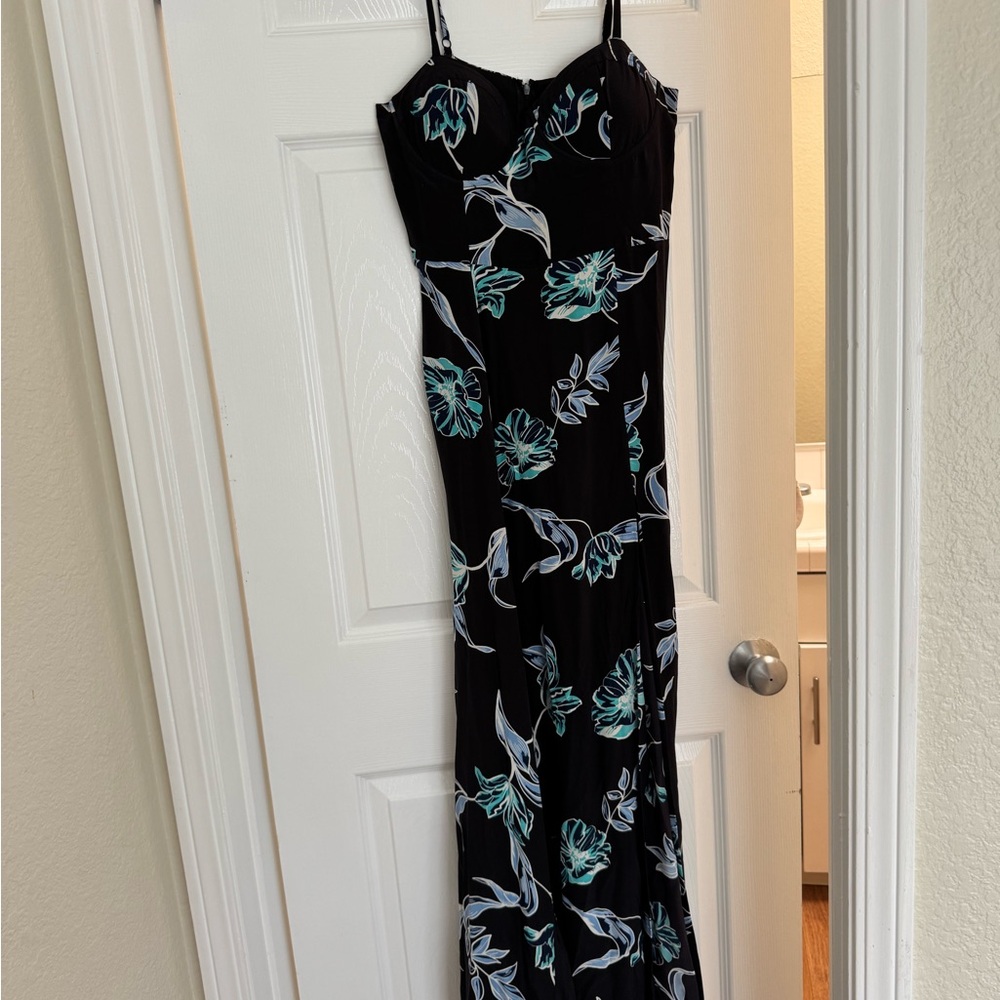 Yumi Kim Silk Bustier Maxi Dress with Blue Floral Design - Picture 4 of 8